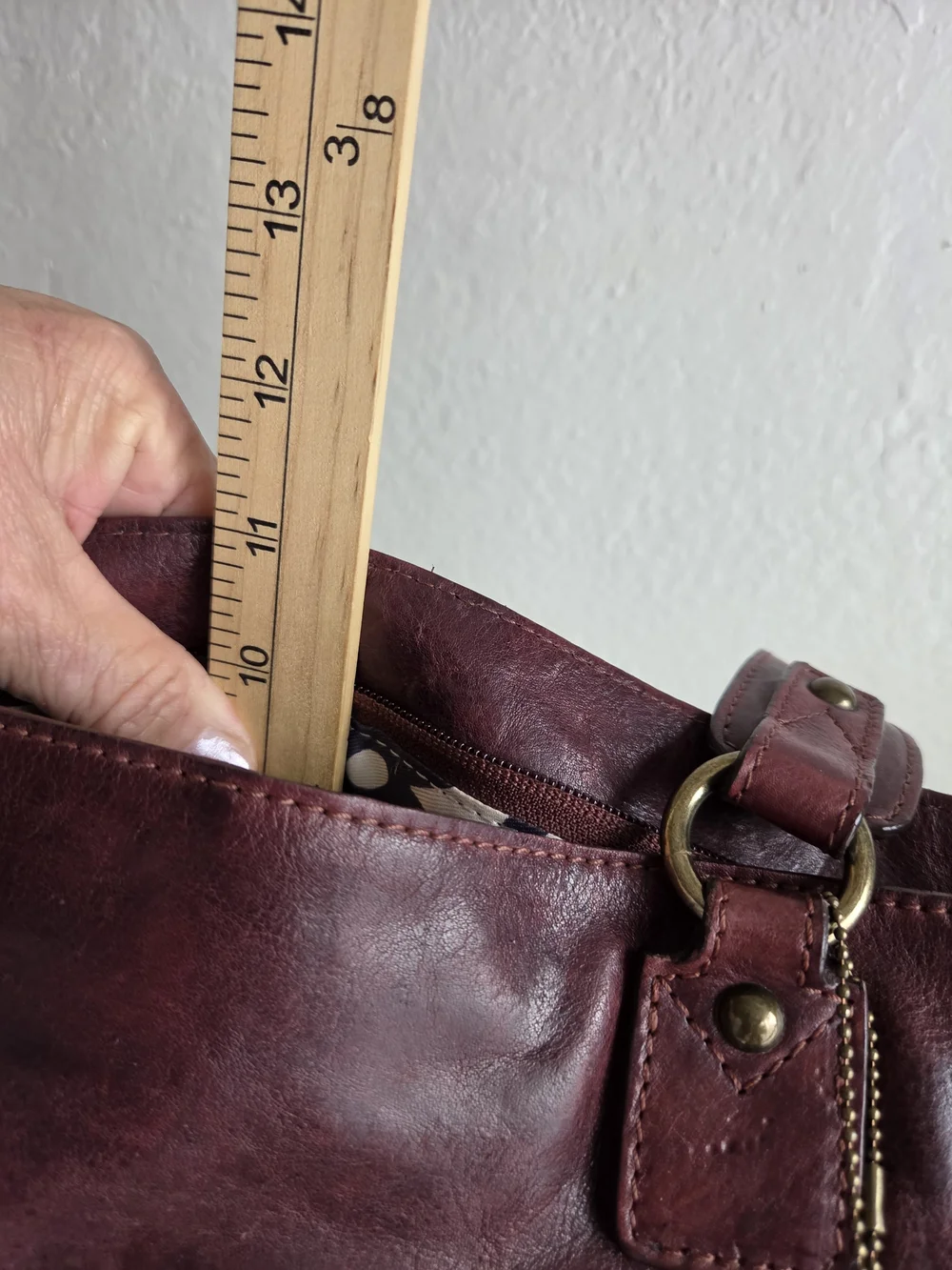 Nino BOSSI Burgundy Leather Shoulder Bag Purse Tote 10 Pockets